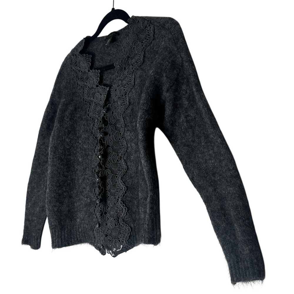 House of Harlow Sweater Cardigan Womens Small Lace Wool Mohair Blend Button Up - Picture 7 of 13